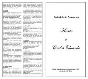 Folheto Cerimônia de Casamento - 0441